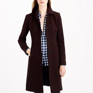 NWT j.crew lady day coat in chocolate thin salute